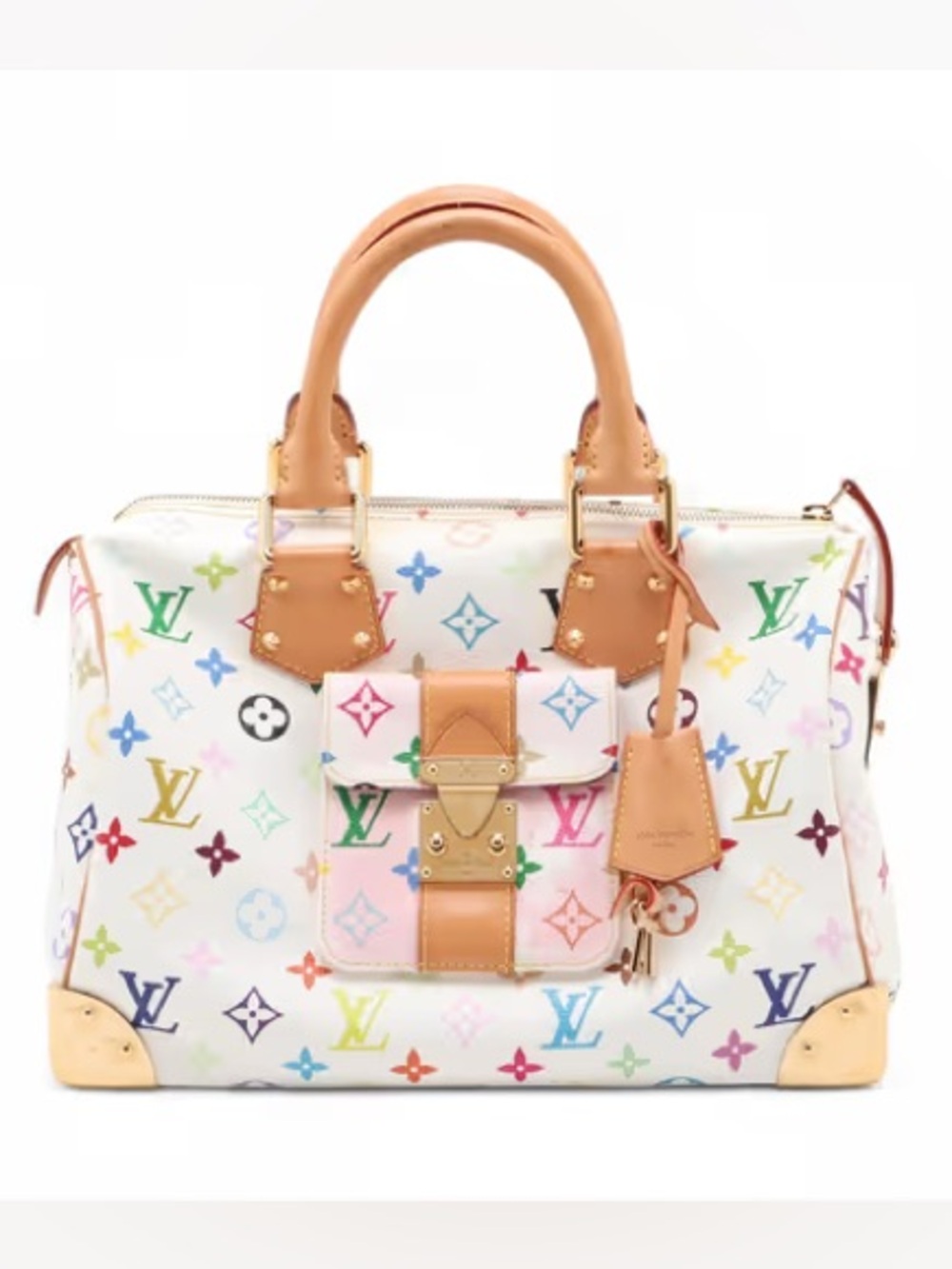 Louis Vuitton Takashi Murakami Multicolor Speedy 30 Monogram White Limited